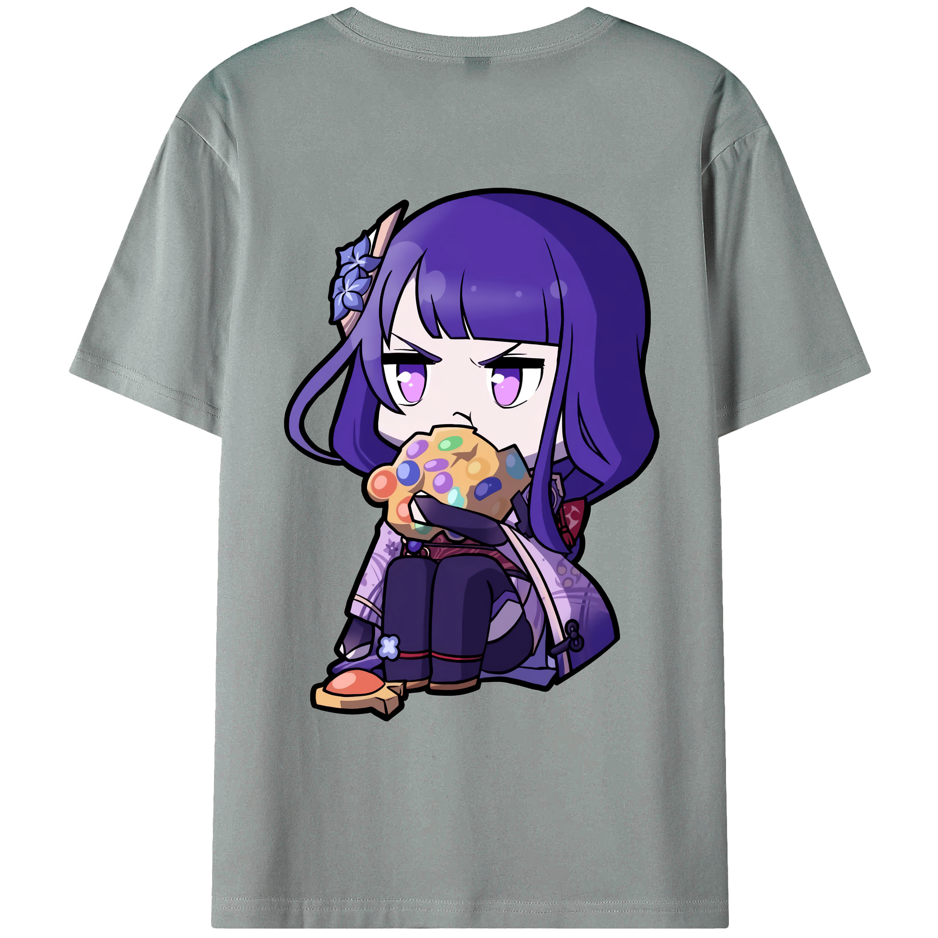 げんし神 雷電将軍 らいでんしょうぐん genshin Raiden Shogun 綿100％ メンズ半袖Tシャツ（バックプリント） 通気性